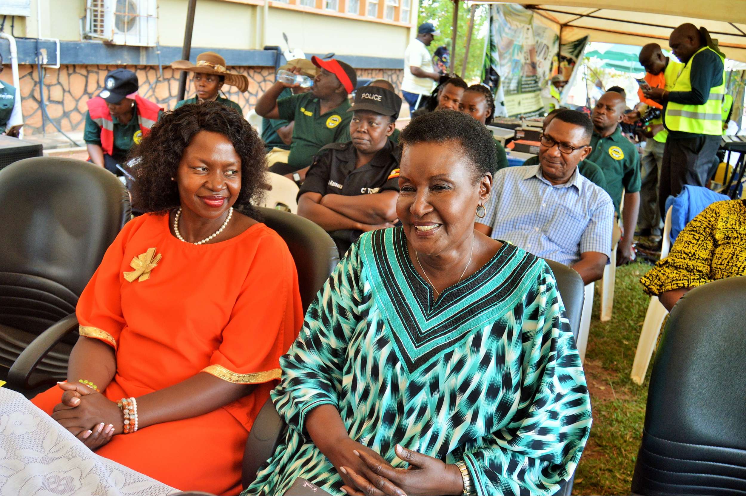 Hon. Amelia Kyambadde - Member of Parliament for Mawokota North County and Hon. Susan Nakawuki Nsambu-Member of Parliament for Mawokota South County elegantly grace the First Edition of Mpigi Tourism Expo held at Mpigi District Headquarters grounds